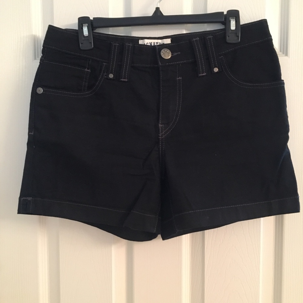 Black denim shorts